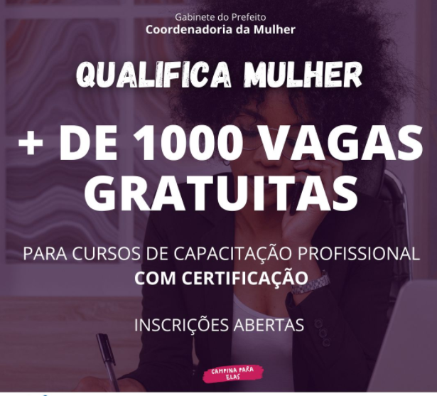 Prefeitura de Campina Grande lança nesta segunda-feira Qualifica Mulher com oferta de quase duas mil vagas em cursos profissionalizantes