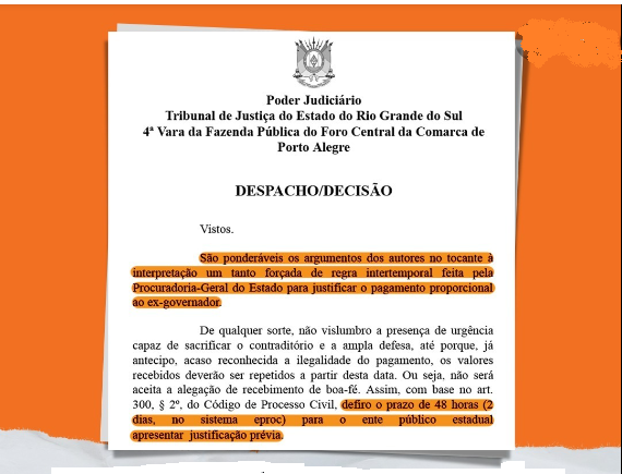 Justiça dá 48 horas para o ex-governador Eduardo Leite (PSDB) explicar pensão de 40 mil.