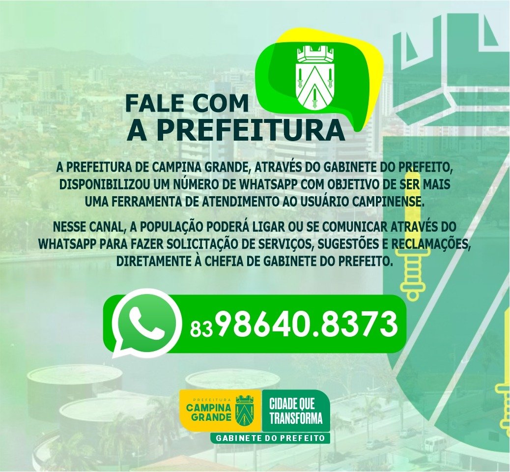 Gabinete do Prefeito disponibiliza Whatsapp para população encaminhar demandas