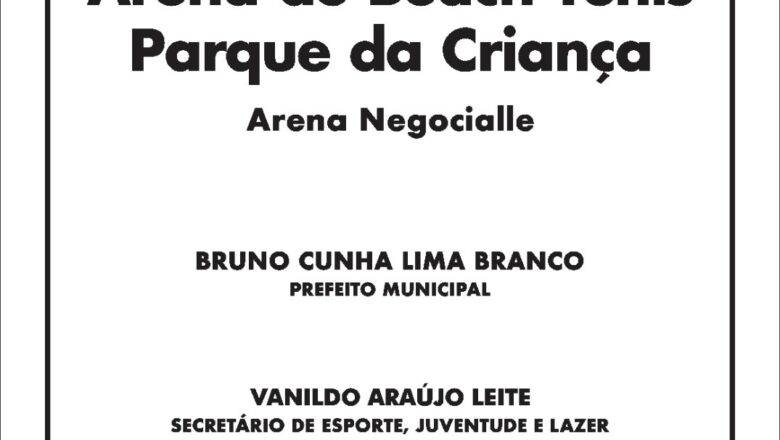 Prefeitura de Campina Grande entrega, nesta quarta-feira, Arena de Beach Tênis no Parque da Criança