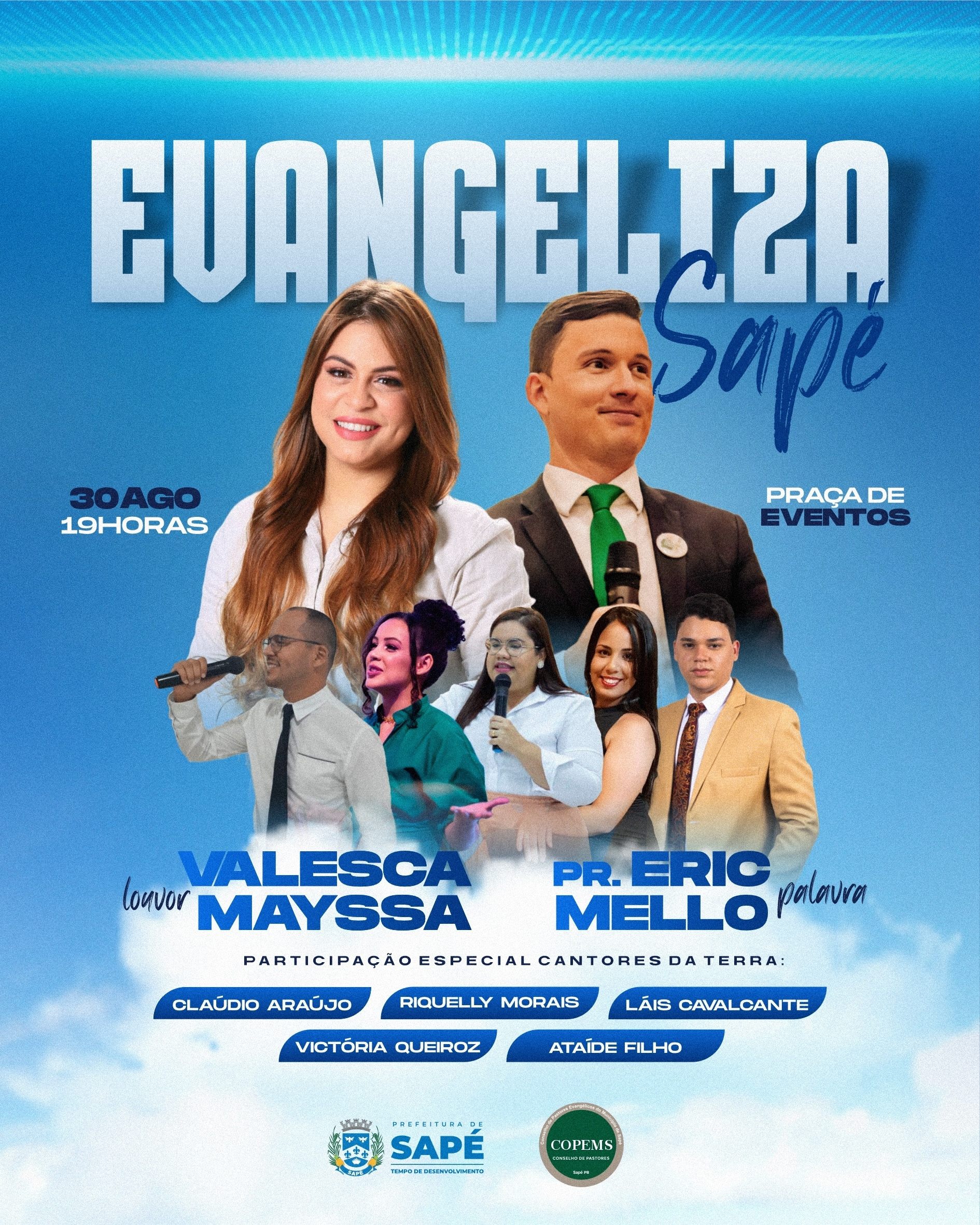 Evangeliza Sapé terá show de Valesca Mayssa e pregação do pastor Eric Mello