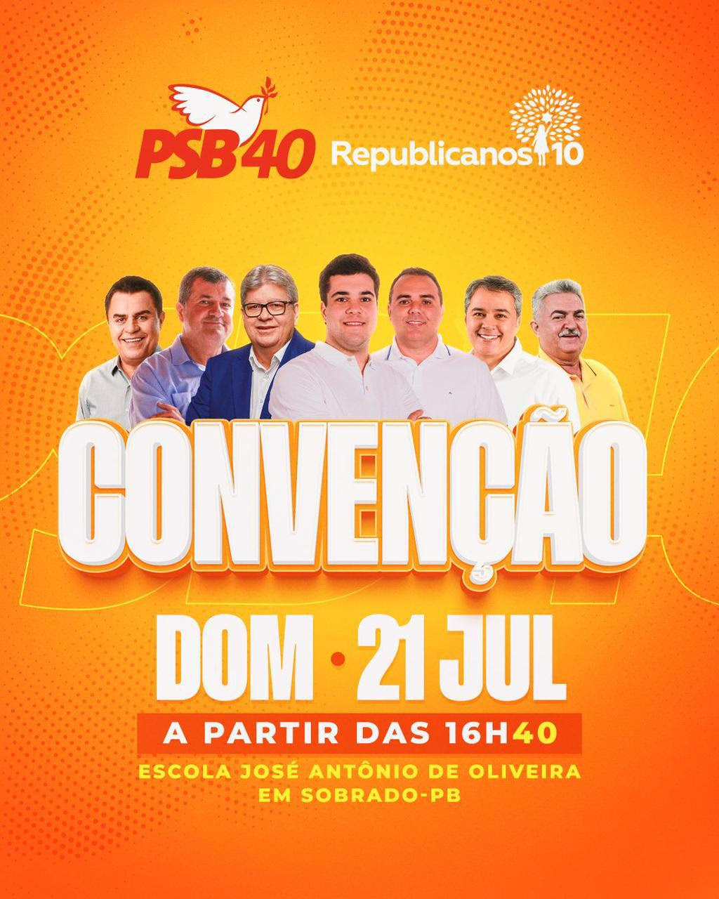 PSB e Republicanos de Sobrado realizam convenção dia 21 para homologar nomes de Guilherme Coelho e Marlon Brand